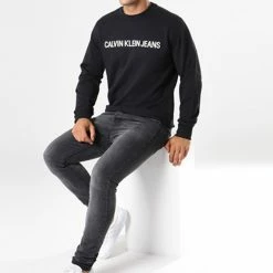 Vente flash ⌛ Sweat Crewneck Basic Institutional Logo 7757 Noir de Calvin Klein 💯 -Calvin Klein Soldes Magasin calvin klein 143134 j30j307757 099 noosfw18 20180903T152426 02