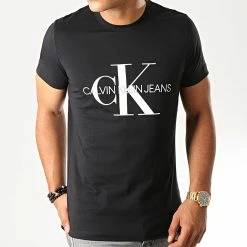 Tout neuf 😍 Tee 👚 Shirt Monogram 4314 Noir de Calvin Klein 🎁 -Calvin Klein Soldes Magasin calvin klein 192993 J30J314314 BAE 20190808T164954 04