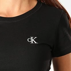 Vente flash ❤️ Tee 👕 Shirt Femme CK Embroidery 2883 Noir de Calvin Klein 🔔 -Calvin Klein Soldes Magasin calvin klein 202935 J20J212883 BAE 20191107T143536 02