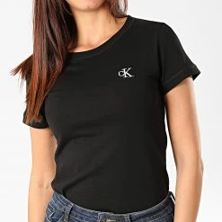 Vente flash ❤️ Tee 👕 Shirt Femme CK Embroidery 2883 Noir de Calvin Klein 🔔 -Calvin Klein Soldes Magasin calvin klein 202935 J20J212883 BAE 20191107T143539 03