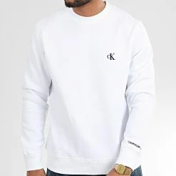 Vente flash 😉 Sweat Crewneck CK Essential 4536 Blanc de Calvin Klein 👍