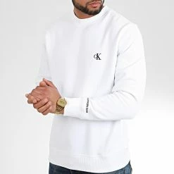 Vente flash 😉 Sweat Crewneck CK Essential 4536 Blanc de Calvin Klein 👍 -Calvin Klein Soldes Magasin calvin klein 204236 J30J314536 YAF 20191120T093857 03
