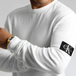 Meilleure affaire ⭐ Sweat Crewneck BEH 6610 Blanc de Calvin Klein 🎁