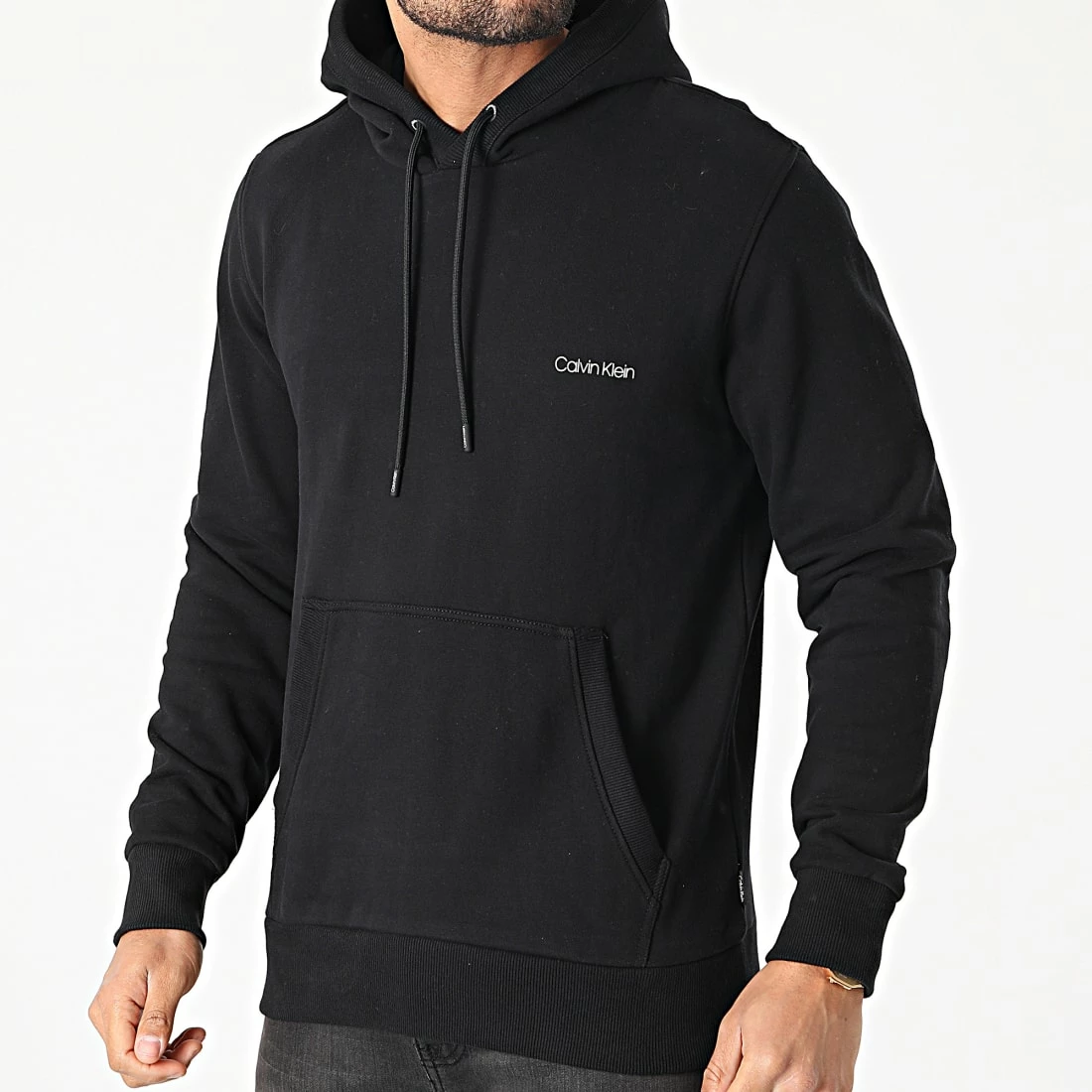 Promo 😀 Sweat Capuche Small Chest Logo 7165 Noir de Calvin Klein 🎉 2 Promo 😀 Sweat Capuche Small Chest Logo 7165 Noir de Calvin Klein 🎉 – Image 2