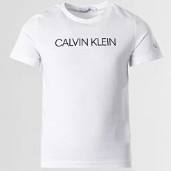 De gros 😀 Tee 👚 Shirt Enfant Institutional 0347 Blanc de Calvin Klein 👏