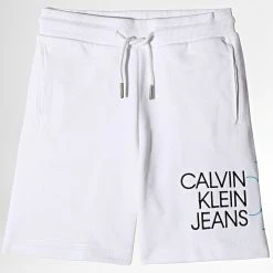 Meilleur prix 🛒 Short Jogging Enfant Hybrid Logo 0798 Blanc de Calvin Klein ✔️