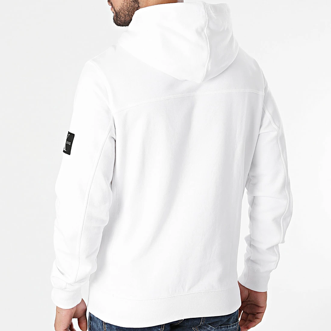 Nouveau 👍 Sweat Capuche Monogram Sleeve Badge 4036 Blanc de Calvin Klein 🌟 4 Nouveau 👍 Sweat Capuche Monogram Sleeve Badge 4036 Blanc de Calvin Klein 🌟 – Image 4