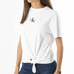 Meilleure affaire 🧨 Tee 👚 Shirt Femme Knotted 7181 Blanc de Calvin Klein 🥰