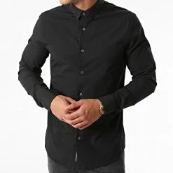Meilleur prix 🔔 Chemise Manches Longues CK Chest Logo 9065 Noir de Calvin Klein 🛒