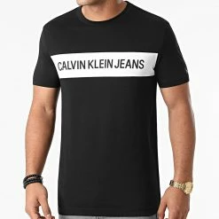 Budget ⌛ Tee 👕 Shirt Institutional Blocking Panel 5283 Noir de Calvin Klein 👏