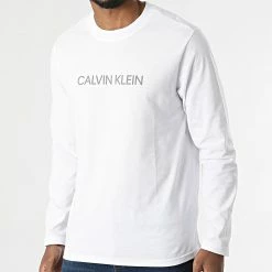 Coupon 😉 Tee 👕 Shirt Manches Longues Réfléchissant GMF1K200 Blanc de Calvin Klein 🔥