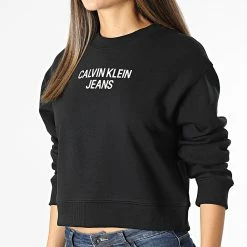 Sortie 😀 Sweat Crewneck Femme Crop 7298 Noir de Calvin Klein 🛒 -Calvin Klein Soldes Magasin calvin klein 282060 J20J217298 BEH 20210913T154848 03