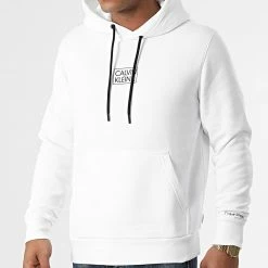 Meilleure vente 🎉 Sweat Capuche Small Box Logo 8181 Blanc de Calvin Klein ✨