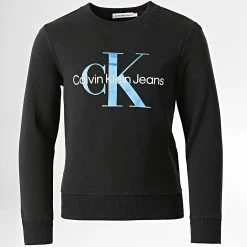 Grosses soldes 🥰 Sweat Crewneck Enfant Monogram Logo 0265 Noir de Calvin Klein 😀