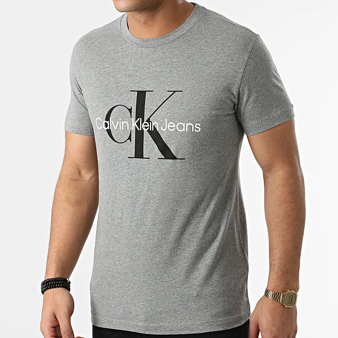 Meilleure vente ✨ Tee 👚 Shirt Core Monogram 0935 Gris Chiné de Calvin Klein ✨ 1 Meilleure vente ✨ Tee 👚 Shirt Core Monogram 0935 Gris Chiné de Calvin Klein ✨