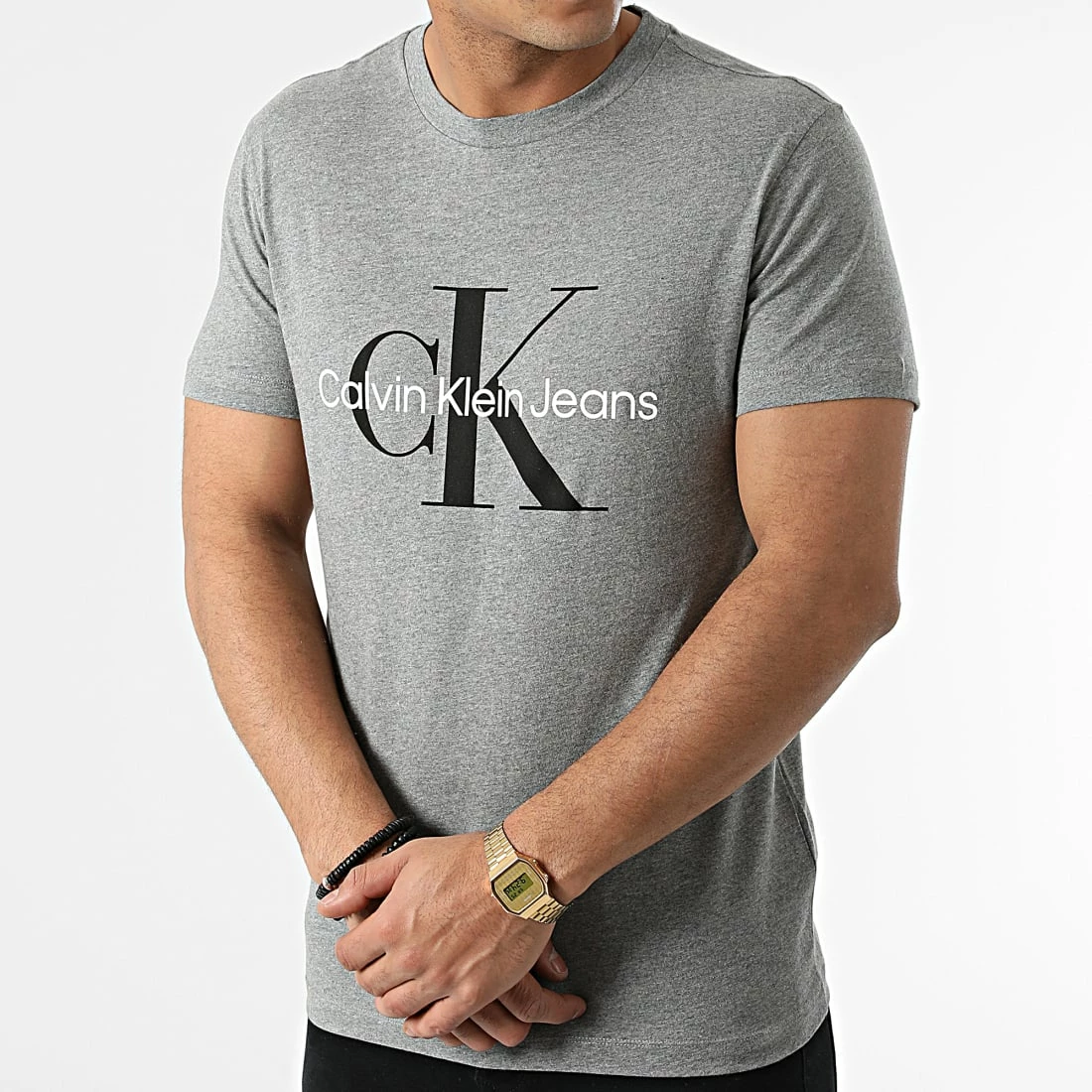 Meilleure vente ✨ Tee 👚 Shirt Core Monogram 0935 Gris Chiné de Calvin Klein ✨ 3 Meilleure vente ✨ Tee 👚 Shirt Core Monogram 0935 Gris Chiné de Calvin Klein ✨ – Image 3