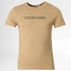 Promo 🌟 Tee 👕 Shirt Enfant Institutional 0347 Beige de Calvin Klein 😍