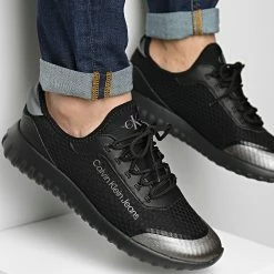 Vente flash ⭐ Baskets Runner Laceup Eva 0369 Black de Calvin Klein 🥰