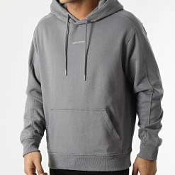 Le moins cher 🎁 Sweat Capuche Micro Branding 7388 Gris de Calvin Klein 🎁