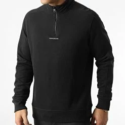 Budget ✨ Sweat A Col Zippé 9695 Noir de Calvin Klein 🎁