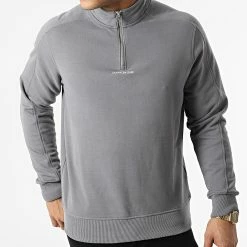 Meilleur prix 😍 Sweat A Col Zippé 9695 Gris de Calvin Klein 🎁 -Calvin Klein Soldes Magasin calvin klein 293051 J30J319695 PTP 20211129T091513 03