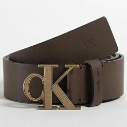 Acheter 🌟 Ceinture Rounded Mono Plaque 7065 Marron de Calvin Klein ⌛