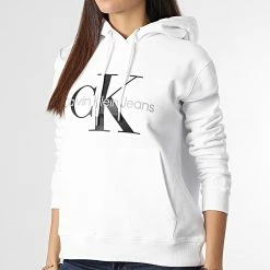 Meilleure vente 🎁 Sweat Capuche Femme Core Monogram 9141 Blanc de Calvin Klein 😉 -Calvin Klein Soldes Magasin calvin klein 294406 J20J219141 YAF 20211216T145253 03
