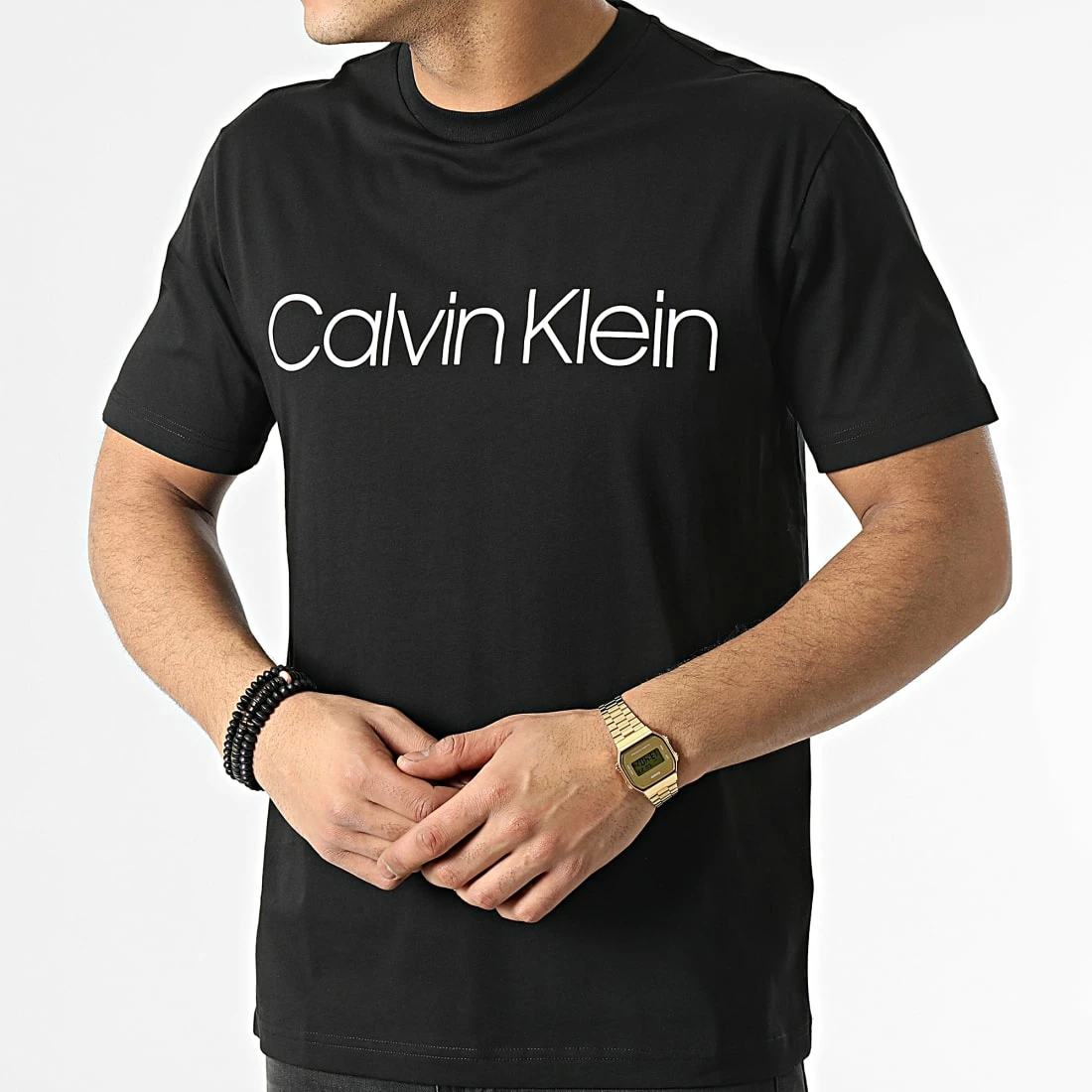 Le moins cher 👏 Tee 👕 Shirt Cotton Front Logo 4063 Noir de Calvin Klein 🔔 3 Le moins cher 👏 Tee 👕 Shirt Cotton Front Logo 4063 Noir de Calvin Klein 🔔 – Image 3