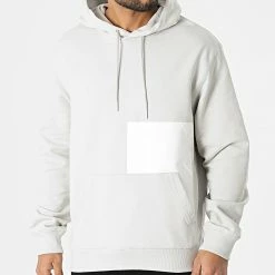 Bon marché 🎁 Sweat Capuche Blocking 9697 Gris Clair de Calvin Klein 👍