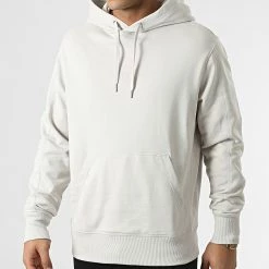 De gros 🔔 Sweat Capuche Monogram Logo 9698 Gris Clair de Calvin Klein ⌛