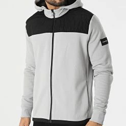 Grosses soldes 😍 Sweat Zippé Capuche Technical 8049 Gris Clair de Calvin Klein ❤️