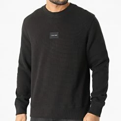 Offres 🎉 Sweat Crewneck Textured Grid 8055 Noir de Calvin Klein 🤩