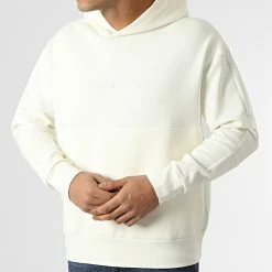 Le moins cher 👏 Sweat Capuche Comfort Debossed Logo 8058 Beige de Calvin Klein 😀 -Calvin Klein Soldes Magasin calvin klein 295805 K10K108058 YAH 20211217T163823 03