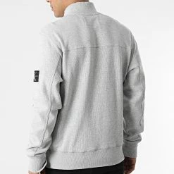 Meilleur prix ❤️ Sweat Col Zippé 9702 Gris Chiné de Calvin Klein ✨ -Calvin Klein Soldes Magasin calvin klein 296680 J30J319702 P01 20211230T160626 04