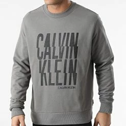 Remise 👍 Sweat Crewneck Thunder Logo 8451 Gris de Calvin Klein 😉