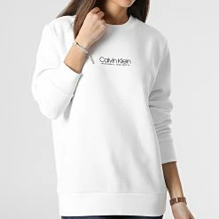 Meilleure vente 🤩 Sweat Crewneck Femme Coordinates 8052 Blanc de Calvin Klein 🎁 -Calvin Klein Soldes Magasin calvin klein 297164 K10K108052 YAF 20220103T161652 03
