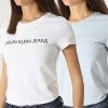 Meilleur prix 😉 Lot De 2 Tee 👚 Shirts Femme 9734 Blanc Bleu Clair de Calvin Klein 🌟