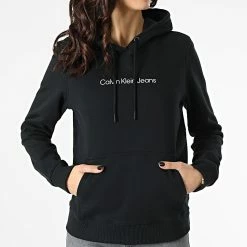Offres ✔️ Sweat Capuche Femme Shrunken Institutional 7744 Noir de Calvin Klein 😉 -Calvin Klein Soldes Magasin calvin klein 297669 J20J217744 BEH 20220125T160953 03