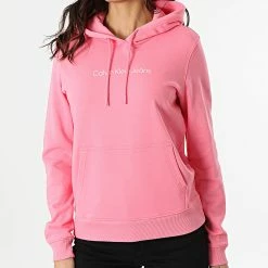 Grosses soldes 😀 Sweat Capuche Femme 7744 Rose de Calvin Klein 👏