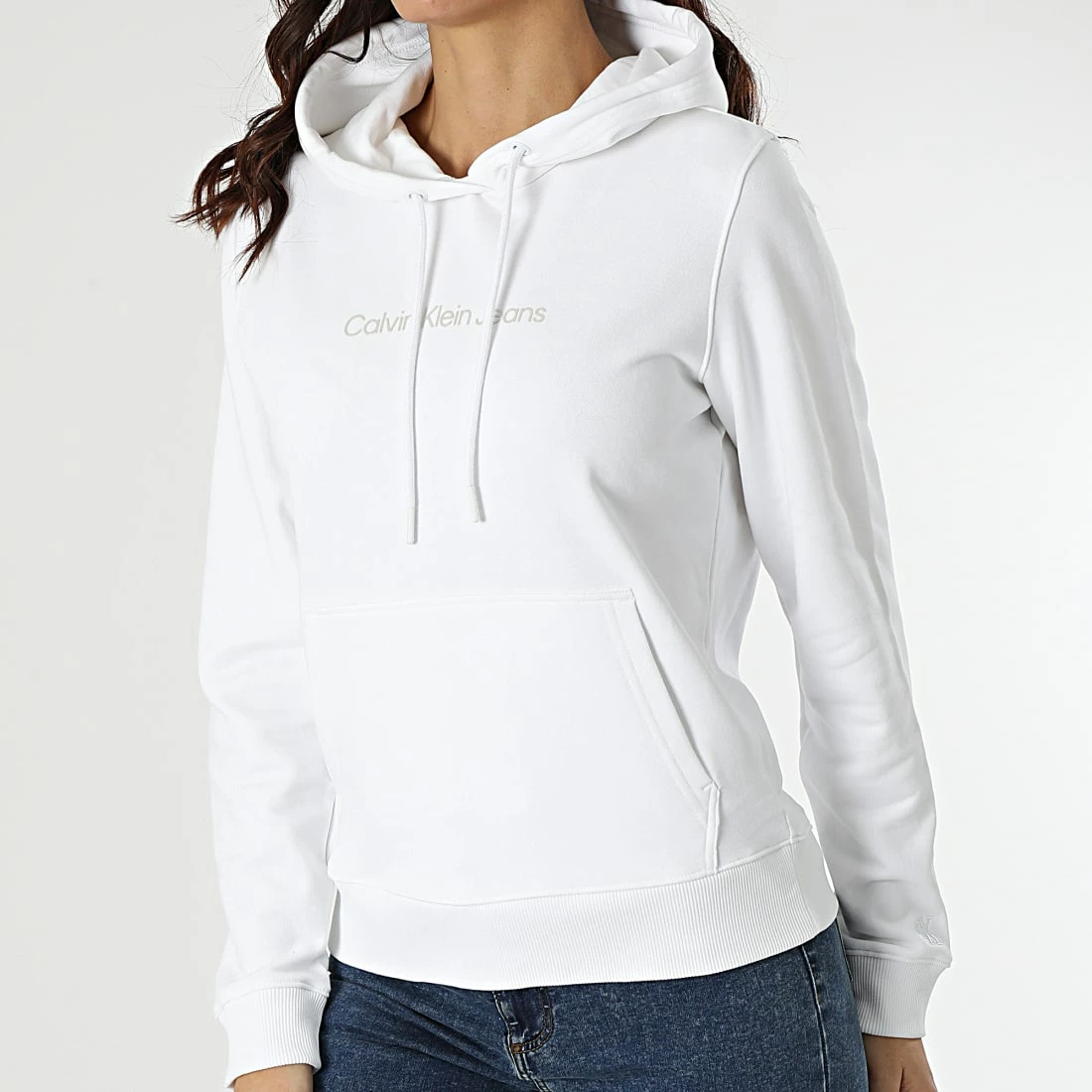 Coupon 😉 Sweat Capuche Femme Shrunken Institutional 7744 Blanc de Calvin Klein 💯 1 Coupon 😉 Sweat Capuche Femme Shrunken Institutional 7744 Blanc de Calvin Klein 💯