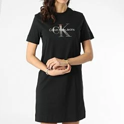 Budget 😉 Robe Tee 👚 Shirt Femme Gunmetal Monogram 7755 Noir de Calvin Klein ❤️ -Calvin Klein Soldes Magasin calvin klein 297672 J20J217755 BEH 20220125T160808 03
