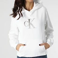 Top 10 ⭐ Sweat Capuche Femme 7738 Blanc de Calvin Klein 🎉 -Calvin Klein Soldes Magasin calvin klein 297675 J20J217784 YAF 20220121T163430 03