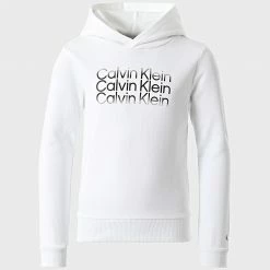 Top 10 🎁 Sweat Capuche Enfant Institutional Cutoff Logo 1160 Blanc de Calvin Klein 🧨