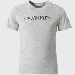 Le moins cher 🧨 Tee 👕 Shirt Enfant Institutional 0347 Gris Chiné de Calvin Klein ⌛