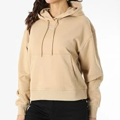 Meilleure affaire 😉 Sweat Capuche Femme Stacked Logo Crop 8048 Camel de Calvin Klein 👍