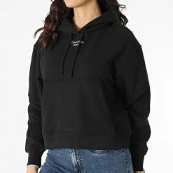 Top 10 🎉 Sweat Capuche Femme Crop Stacked Logo 8048 Noir de Calvin Klein 😀