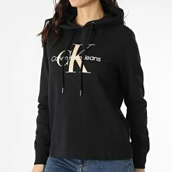 Le moins cher ✨ Sweat Capuche Femme 8103 Noir de Calvin Klein 💯