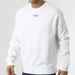 Top 10 👏 Sweat Crewneck Stacked Logo 0044 Blanc de Calvin Klein 🧨