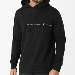 De gros ✨ Sweat Capuche Repeat Logo 0207 Noir de Calvin Klein 👏