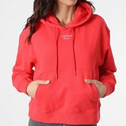 Promo 💯 Sweat Capuche Femme 8048 Rouge de Calvin Klein 🎉 -Calvin Klein Soldes Magasin calvin klein 301789 J20J218048 XL1 20220216T144539 03